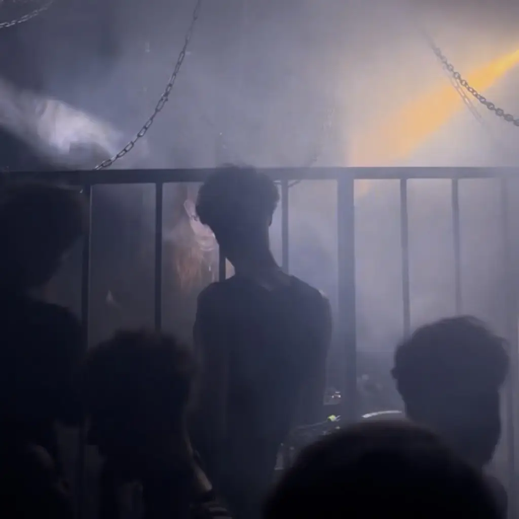 Abstract blue laser lights in fog