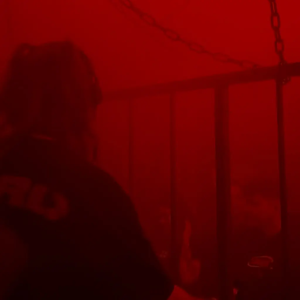 Person dancing in strobe light